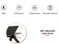 Nouvelle conception de projecteur solaire LED extérieur super lumineux, IP65 étanche, télécommande, lampes de jardin