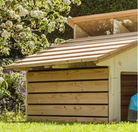 Abri de voiture moderne en bois, abri de jardin avec design imperméable résistant à la pluie, bac à plantes extérieur