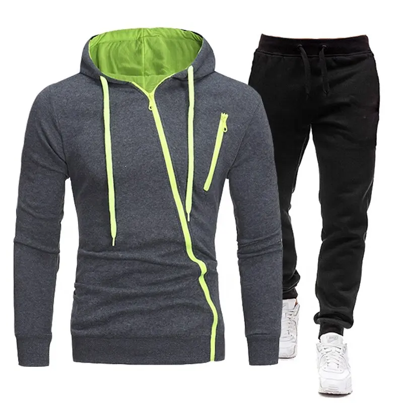 2 Piece Set Hooded Sweatshirts Casual Pullover Gym Fitness Training Track wear Tops Male Running Sports Clothing -h&m over run