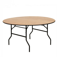 Table pliante ronde en bois pour banquet, mariage, ferme, événement, location, table à manger