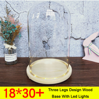 Cloche en verre avec base en bois pour l'affichage de roses préservées, grande cloche en verre pour objets de collection