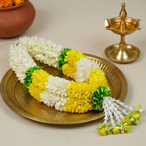 Artificial Flower Mala <b>White</b> Yellow <b>Hanging</b> Garland for Wedding Decoration Temple Pooja Festival Floral Decor Traditional Flower - Product Image 2