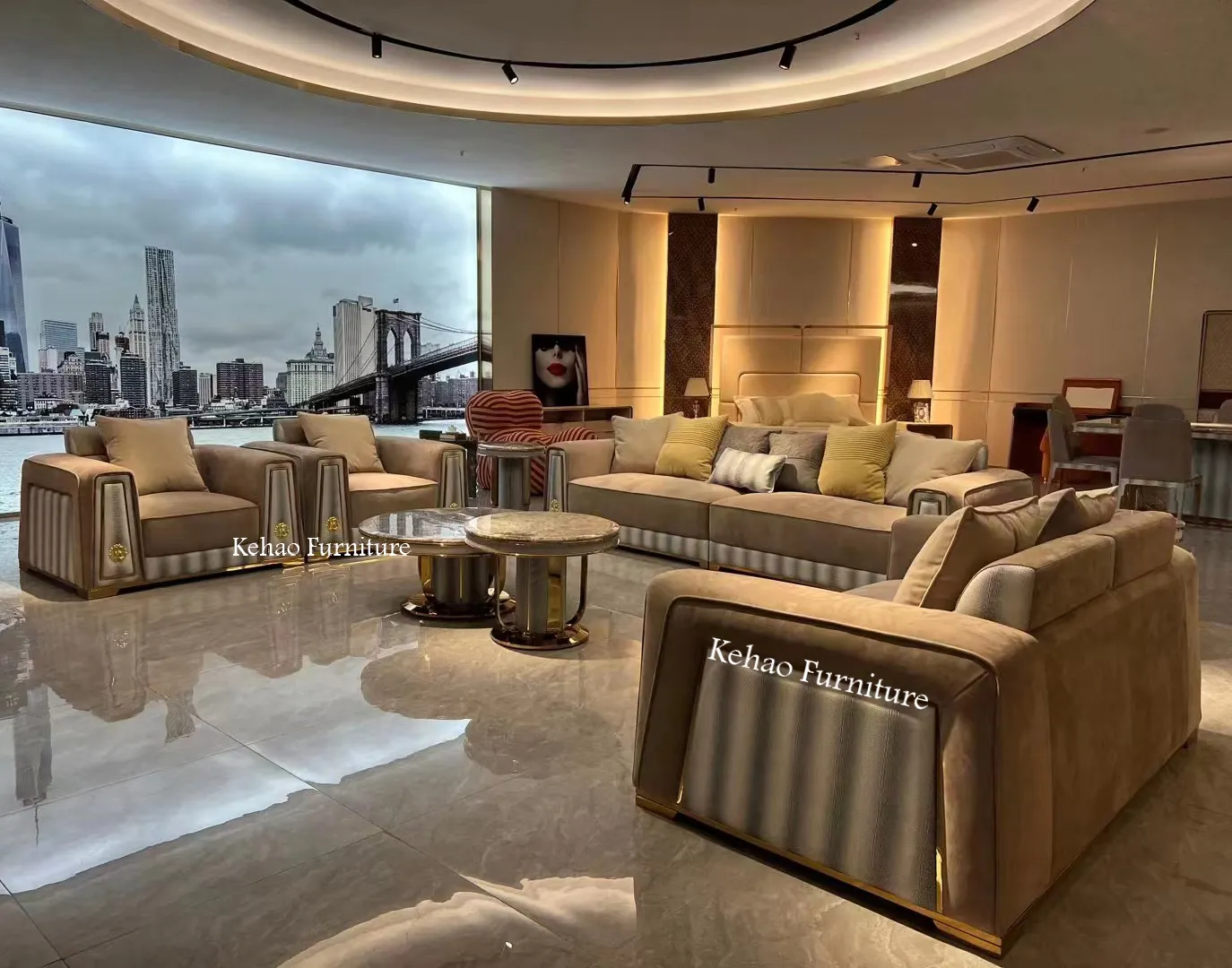 Canapé d'angle au design italien de qualité supérieure, ensemble de luxe, texture crocodile, meubles de villa, salon