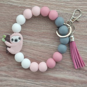 Schattige Luiaard Kralen Armband Effen Kleur Dier Siliconen Kralen Polsbandje Sleutelhanger Voor Vrouwen - Product Image 5