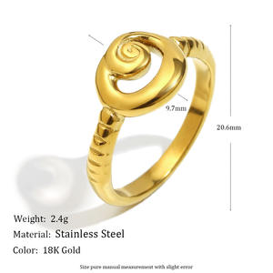Nouvelle <span class=keywords><strong>bague</strong></span> de petit doigt en acier inoxydable doré, motif <span class=keywords><strong>camée</strong></span> exagéré, à vis, avec empreinte digitale, style luxe abordable - Product Image 3