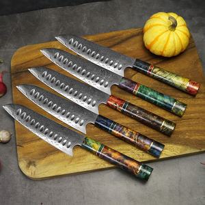 Cuchillo <span class=keywords><strong>de</strong></span> <span class=keywords><strong>chef</strong></span> Santoku <span class=keywords><strong>de</strong></span> acero <span class=keywords><strong>de</strong></span> Damasco superventas mango <span class=keywords><strong>de</strong></span> madera <span class=keywords><strong>de</strong></span> resina <span class=keywords><strong>de</strong></span> 7 pulgadas hecho a mano superventas - Product Image 3