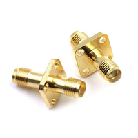 Suministro de fábrica, 50 ohmios, SMA hembra a SMA hembra, conector hembra de brida de 4 orificios de montaje en Panel, adaptadores coaxiales RF, conectores convertidores