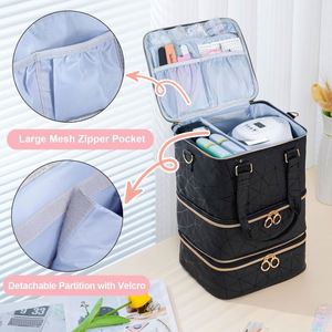 BSCI Travel Makeup <b>Organizer</b> Case Portable Artist Storage Bag with Adjustable Dividers <b>Nail</b> <b>Polish</b> <b>Organizer</b> - Product Image 5