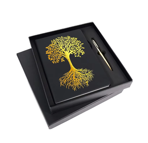 Libreta Personalizada de Cuero Vegetariano Dorado con <span class=keywords><strong>Tapa</strong></span> <span class=keywords><strong>Dura</strong></span> A5, Encuadernación en Espiral, Set de Regalo Empresarial para Hombre y Mujer con Bolígrafo - Product Image 6