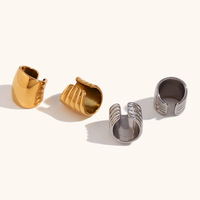 Bijouterie Boucles d'oreilles manchette 18k tendance pour femmes Boucles d'oreilles à clip unique en or en acier inoxydable étanche