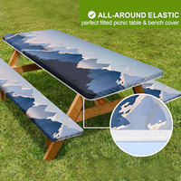 Nappe de camping imperméable et coupe-vent 4/6/8 pieds 3 pièces couverture de table de pique-nique avec couvertures de banc