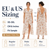 Robe en viscose à imprimé floral de qualité supérieure pour les marchés UE et US, conforme à la norme AATCC 135, rétrécissement inférieur à 3 %, pack technique personnalisé OEM ODM