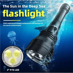Plongée en haute mer IP68 Étanche P70 * 3 Lampe Opérations Patrouille led Plongée Sous-Marine torche lumière lampes de poche - Product Image 2
