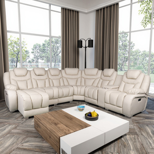 Muebles de Sala: Sofá Seccional <span class=keywords><strong>Reclinable</strong></span> Eléctrico Grande en Forma de L de Piel Genuina de 6, 7 u 8 Asientos - Product Image 4