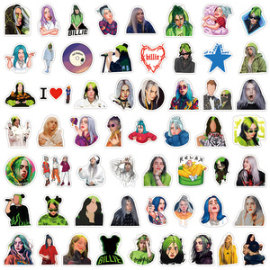 55 pièces chanteur Billie Eilish Scrapbook Graffiti bricolage autocollants décoratif guitare ordinateur portable bagages vinyle étanche autocollants - Product Image 5