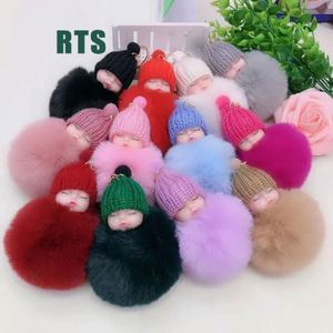 Porte-clés décapsuleur hibou multicolore en fausse fourrure moelleuse et brillante avec pompon en cristal, yeux en alliage et peluche douce, également pendentif de sac - Product Image 4