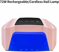 Lampe à ongles en gel LED UV rechargeable 72W Séchoir à ongles à capteur automatique sans fil pour vernis en gel en plastique durable