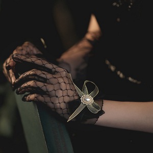 Gants courts en dentelle pour <span class=keywords><strong>femme</strong></span>, pour fête du thé, mariage, avec volants, pour la mariée - Product Image 6