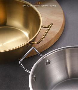 Ciotola di spaghetti istantanei in 304 acciaio inossidabile dorato ciotola di <span class=keywords><strong>vino</strong></span> di riso coreano con manico per Snack di insalata e ciotola per friggere - Product Image 2