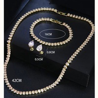 2025 classique en laiton mariage cou ensemble accessoires de fête de luxe avec goutte d'eau Zircon cuivre or et perles cadeau de fiançailles de la mariée