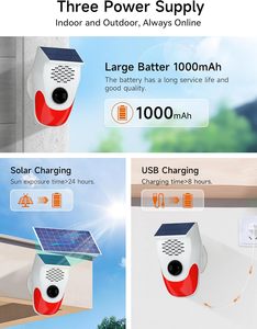 Alarme solaire <span class=keywords><strong>AGSHOME</strong></span> à détecteur de mouvement 120 dB avec téléchargement vocal personnalisé, lumières stroboscopiques, télécommande, étanche IP65, dissuasif pour cerfs/ours - Product Image 6