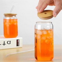 Gobelet en verre à sublimation personnalisé, canette de bière givrée, tasse en verre transparente transparente avec couvercle, cadeaux d'affaires en paille