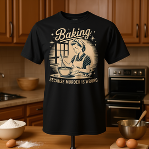 T-shirt unisexe pour adultes, taille moyenne, Baking Because Murder Is Wrong - Product Image 3