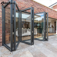 Porte accordéon en aluminium, porte pliante légère avec cadre en aluminium et verre trempé pour balcon et terrasse