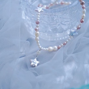 <b>Light</b> Luxury Baroque <b>Stars</b> and Moon Necklace for Girls Natural Night Sky Strolling Towards the Clouds Pearl Pendants & Charms - Product Image 3