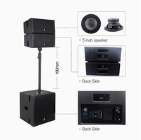 Altavoces Line Array Dobles de 5 Pulgadas con Subwoofer Activo Único de 12 Pulgadas y DSP Digital para Sistema de Sonido de Hogar, Conferencias y Escenario de 8 Ohmios