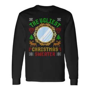 El suéter navideño más feo con camiseta de manga larga con efecto espejo - Product Image 1