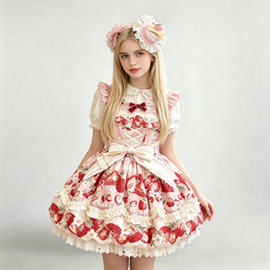 Vestido JSK Lolita con Estampado de Fresas, Falda Estilo Princesa, Disfraz de Cosplay de <span class=keywords><strong>Anime</strong></span> para Mujer, Fiesta, Té - Product Image 1