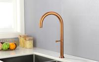 Robinet de cuisine moderne monocommande chaud/froid en acier inoxydable 304 brossé or rose, à poser sur comptoir, avec cartouche céramique 3
