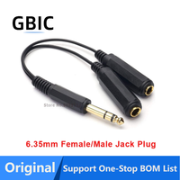 Câble adaptateur jack femelle TRS de 6.35mm, 1/4 pouces, 1/4 pouces, mâle, câble stéréo, double haut-parleur, diviseur de câble, 1 pièce