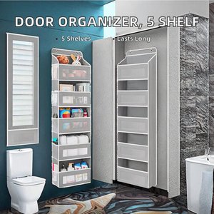 Organizador de Ropa Plegable de 5 Niveles con Gancho para Puerta, Estante de Almacenamiento Colgante con Bolsillos Laterales de Malla, Antideslizante, Gran Capacidad, para Baño - Product Image 4