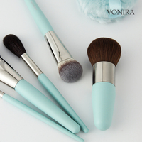 Vonira Beauty Spring – Nouvelle collection de 25 pinceaux de maquillage professionnels de haute qualité en poils d'écureuil, de chèvre et de poney, vert mat, avec manche en cuivre