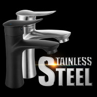 Ventes directes d'usine 304 acier inoxydable brossé monotrou eau chaude et froide robinet de salle de bain bassin évier robinet