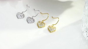 Pendientes de gota de gancho de corazón deslumbrante estilo coreano de Plata de Ley 925 con incrustaciones de circón premium-elegancia atemporal para mujer - Product Image 6