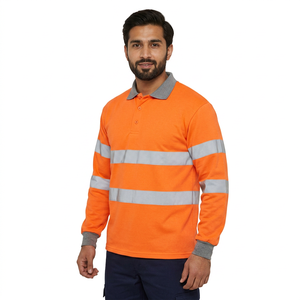 Customized Summer High Visibility Reflective Safety Polo T-<b>Shirt</b> Short Sleeve Construction Road Guard Uniform - Product Image 1