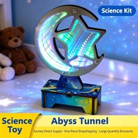 Kit Scientifique LED Tunnel Miroir Infini Lumineux STEM, Jouet Optique en Bois DIY Étoile Lune, Projet de Physique pour Enfants, Cadeau d'Anniversaire