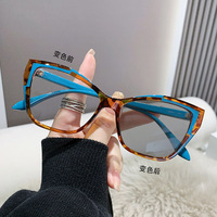 Nouvelles lunettes anti-lumière bleue pour femmes et hommes, style œil de chat, photochromiques, avec charnière en métal