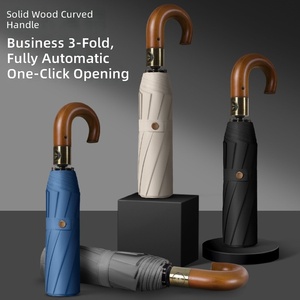<span class=keywords><strong>Parapluie</strong></span> de luxe personnalisé avec logo, manche incurvé en bois massif, pliable en 3 sections, entièrement automatique, coupe-vent, pour <span class=keywords><strong>homme</strong></span>, idéal pour les voyages en voiture ou comme cadeau. - Product Image 1