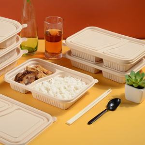 26 oz 2-Fach Mikrowellengeeignete Lunchbox zum Mitnehmen, Biologisch Abbaubarer Maisstärke-Behälter für Chinesisches Essen - Product Image 3