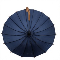Parapluie droit double couche à 8 baleines en gros, parapluie promotionnel personnalisé avec logo coloré imprimé et poignée en bois courbée