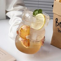 Verre à double paroi en verre soufflé, résistant à la chaleur, pour lait, eau pétillante, Americano glacé, latte, café - Sans pied, sans couvercle