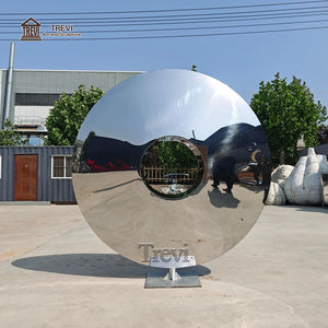 Statue abstraite <span class=keywords><strong>moderne</strong></span> TREVI hautement polie, grande sculpture ronde en acier inoxydable pour jardin extérieur - Product Image 3