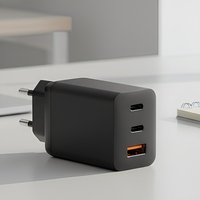 Chargeur mural GaN 65W, prise EU, USB-C PD 3.0, QC3.0, USB-A, adaptateur d'alimentation à charge rapide pour ordinateur portable, téléphone, tablette, voyage
