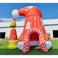 Tunnel géant gonflable en forme de chapeau de Père Noël, décoration de Noël extérieure, grotte de Noël gonflable pour événements et fêtes