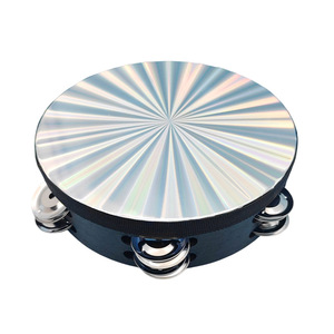 Wholesale <b>Musical</b> <b>Instruments</b> 10 Inch Double Row Dance Party Church Laser Radiant Tambourines Rhythm Reflective Hand Deld Drum - Product Image 1