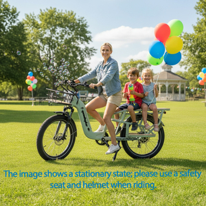 Vélo cargo électrique 24'' 50-55km <span class=keywords><strong>Shimano</strong></span> 7 vitesses Moteur arrière sans balais 48V 15AH Batterie lithium 250W Marchepieds en aluminium - Product Image 2